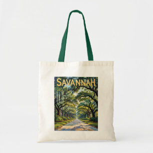 Vintage Savannah Georgia Van-Gogh-Stil Eichenallee Tragetasche