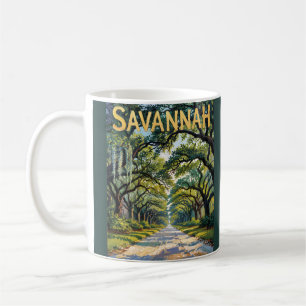 Vintage Savannah Van-Gogh-Stil Eichenallee-Bäume Kaffeetasse