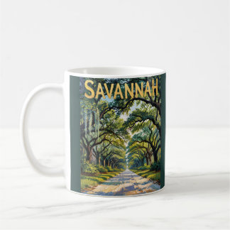 Vintage Savannah Van-Gogh-Stil Eichenallee-Bäume Kaffeetasse