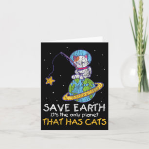 Vintage Save Earth mit lustiger Katze Earth Day Ca Karte