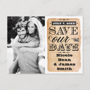 Vintage SAVE OUR DATE Hochzeits-Fotokarte Ankündigungspostkarte