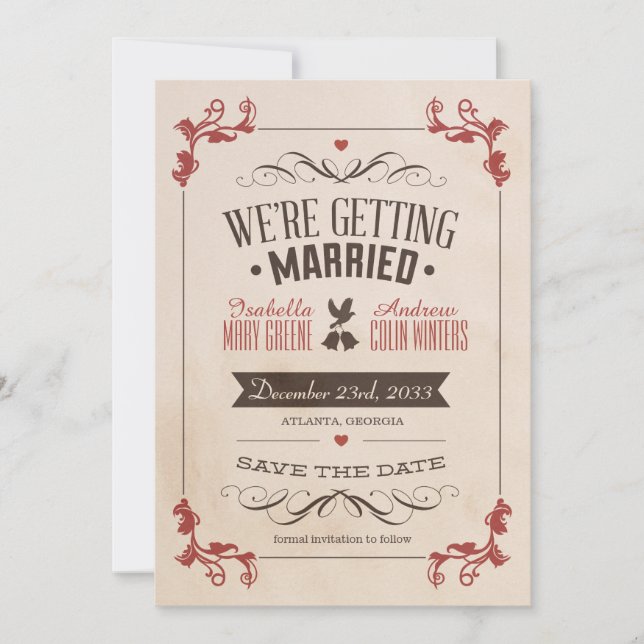 Vintage Save the Date (Vorderseite)