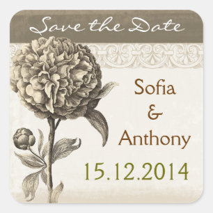 vintage Save-the-Date-Aufkleber Quadratischer Aufkleber