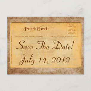 Vintage Save The Date! Damast-Einladungs-Postkarte Ankündigungspostkarte