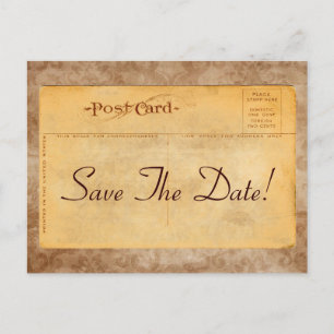 Vintage Save The Date! Damast-Einladungs-Postkarte Ankündigungspostkarte