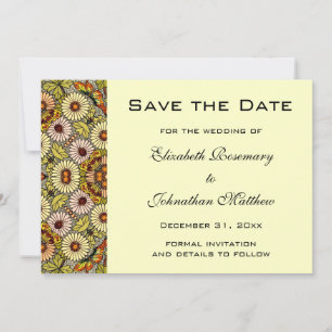 Vintage Save the Date Garten Blumen Schmetterlinge