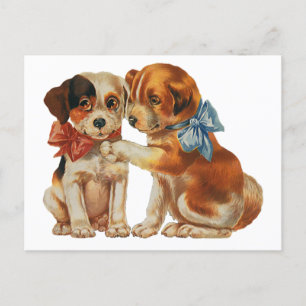 Vintage Save the Date, Hunde Liebe, Hunde mit Schl Ankündigungspostkarte