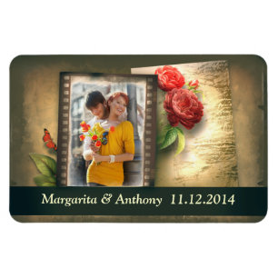 Vintage-Save-the-Date-Magnet mit Ihrem Foto Magnet