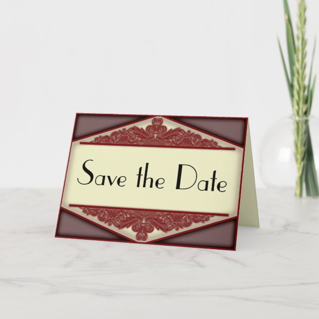 Vintage, Save the Date rosa Karte (Vorderseite)