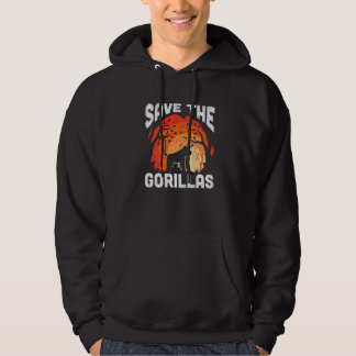 Vintage Save The Gorillas Lover Animal Gorilla Con Hoodie
