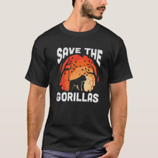 Vintage Save The Gorillas Lover Animal Gorilla Con T-Shirt