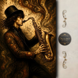 Vintage Saxophon Musik Art Decoupage Seidenpapier