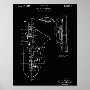 Vintage Saxophon Patent Kunstprint Poster