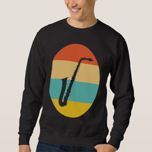Vintage saxophone music retro instrument sweatshirt (Vorderseite)