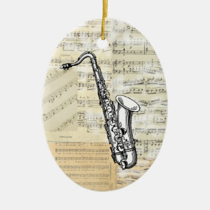Vintage Saxophone-Musik-Verzierung Keramikornament
