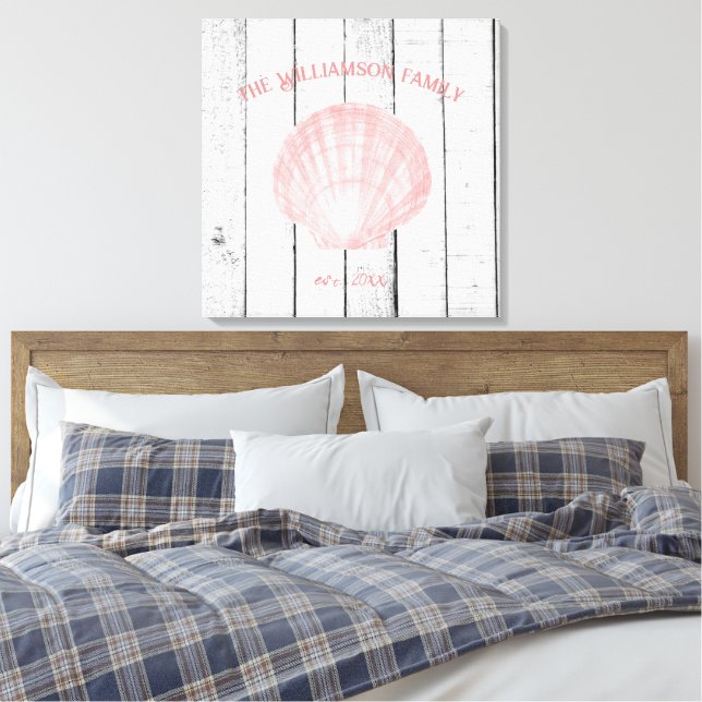 Vintage Scallop-Muschel, rosa Leinwand (Insitu (Schlafzimmer))