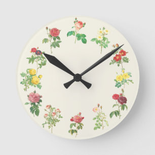 Vintage schäbige Rosen-Gewohnheits-mit Blumenfarb Runde Wanduhr