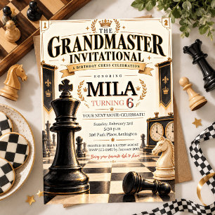 Vintage-Schach-Großmeister-Elegante-Schach-Geburts Einladung