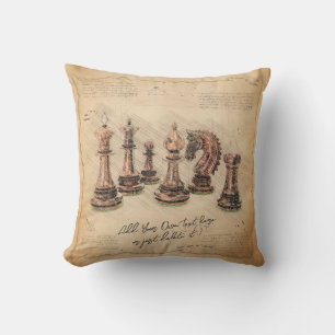 Vintage Schachfiguren im alten Stil Art Player Ges Kissen