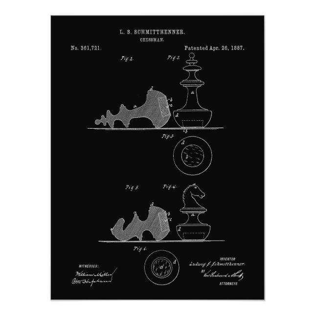 Vintage Schachfiguren Patent Blueprint Fotodruck (Vorne)