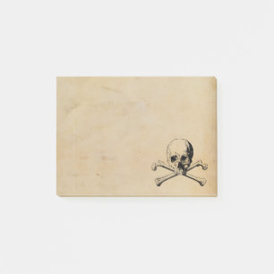 Vintage-Schädel-und-Kreuzknochen-Illustration Post-it Klebezettel