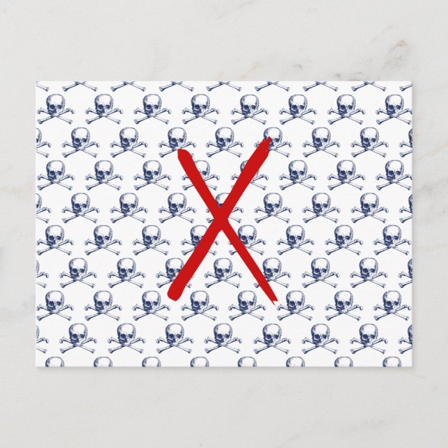 Vintage Schädel und Kreuzknochen Postkarte (Vorderseite)
