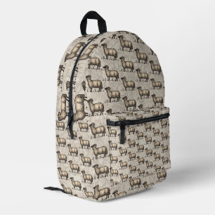 Vintage-Schaf-Illustration: Klassische Farmkunst Bedruckter Rucksack