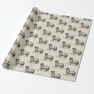Vintage-Schaf-Illustration: Klassische Farmkunst Geschenkpapier