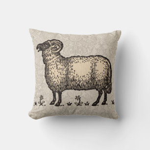 Vintage-Schaf-Illustration: Klassische Farmkunst Kissen