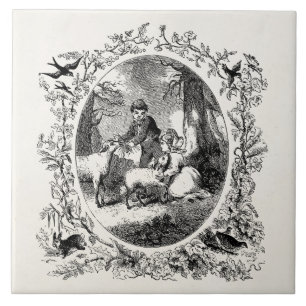 Vintage Schaf-personalisierte Illustration der Fliese