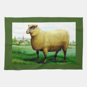 Vintage Schafe in Grüngrasweiden Geschirrtuch