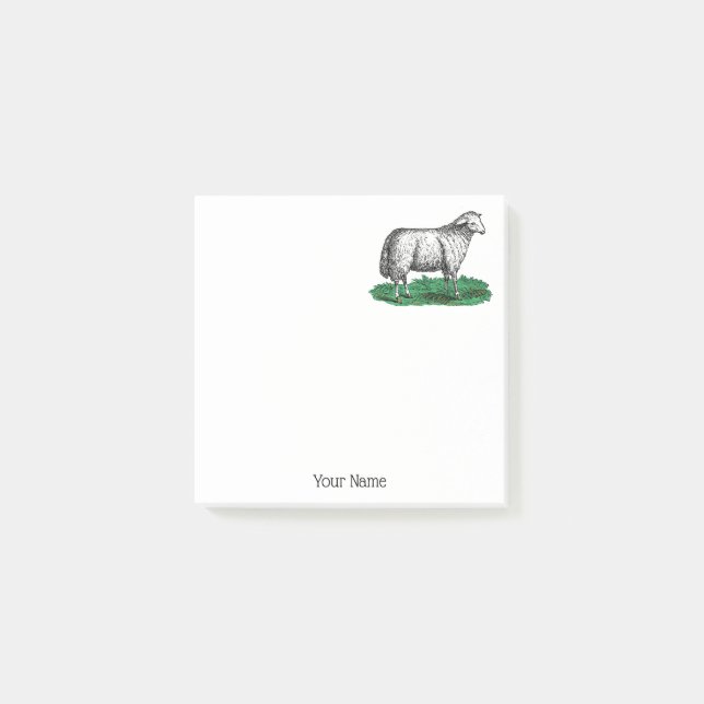 Vintage Schafschaf Zeichnend Tiere C Post-it Klebezettel