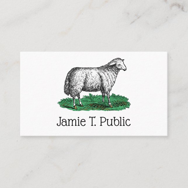 Vintage Schafschaf Zeichnend Tiere C Visitenkarte (Vorderseite)