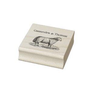 Vintage Schafschaf Zeichnend Tiere Gummistempel