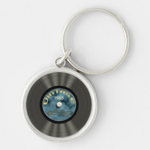 Vintage-Schallplatte (blau) Premium-Anhänger Schlüsselanhänger