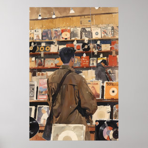 Vintage-Schallplattenladen-Kunstprint Geschenk für Poster