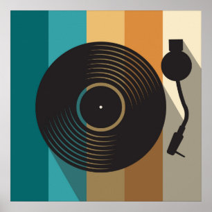 Vintage-Schallplattenspieler Minimalistische Musik Poster