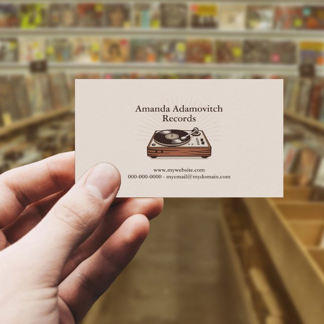 Vintage-Schallplattenspieler Visitenkarte (Vintage Vinyl Turntable Business Card)