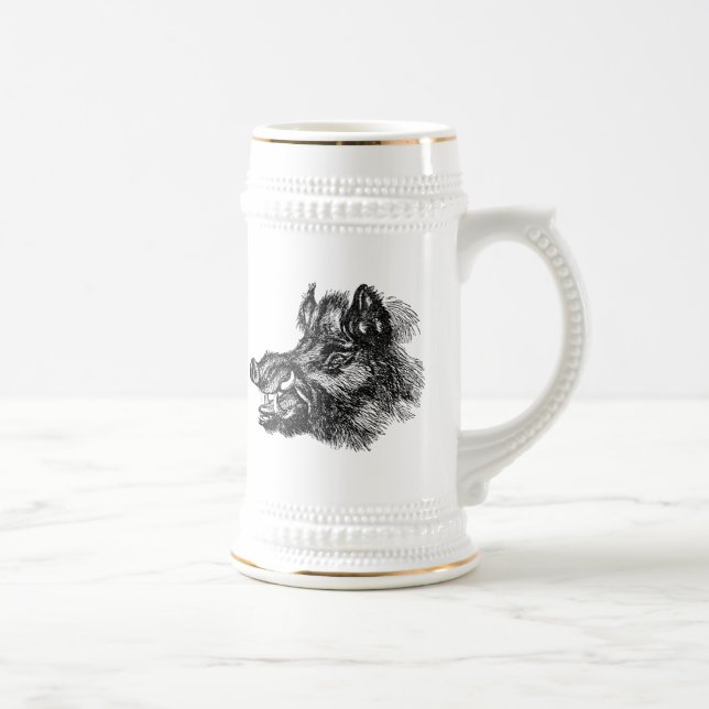 Vintage schändliche Stoßzahn-Schablone des wilden Bierglas (Rechts)