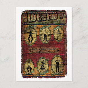 Vintage-Schaubudenbanner Postkarte