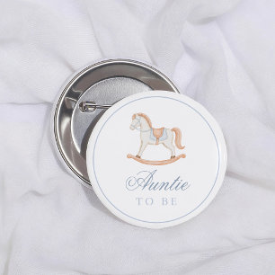 Vintage Schaukelpferd-Baby-Taufe Tante wird es Button