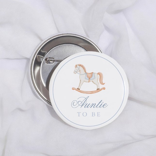 Vintage Schaukelpferd-Baby-Taufe  Tante wird es Button (Von Creator hochgeladen)