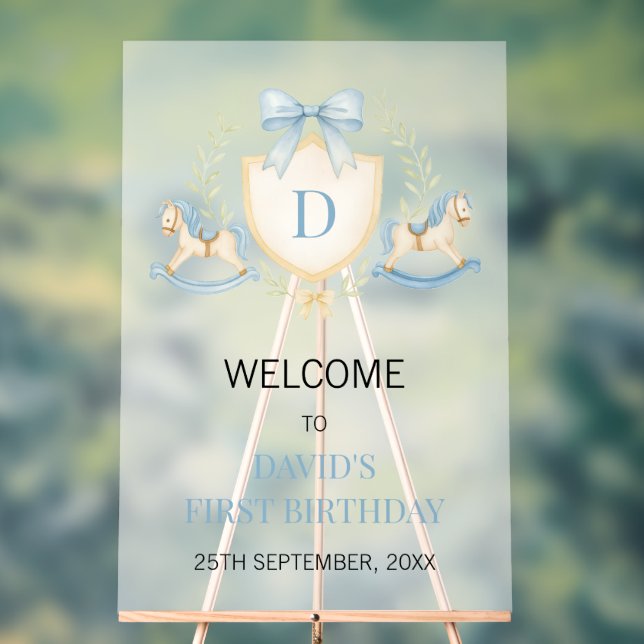 Vintage Schaukelpferd Junge Erster Geburtstag Acrylschild (Neutral)