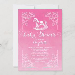 Vintage-Schaukelpferd-Mädchen-Baby-Shower-Einladun Einladung