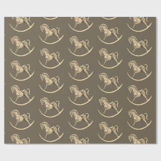 Vintage Schaukelpferd Muster Sepia Geschenkpapier