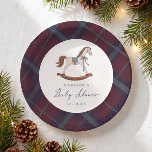 Vintage Schaukelpferd Weihnachten Baby Shower Pappteller
