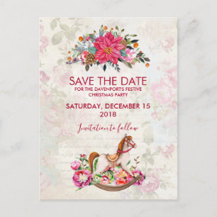 Vintage Schaukelpferd Weihnachten Save the Date Postkarte