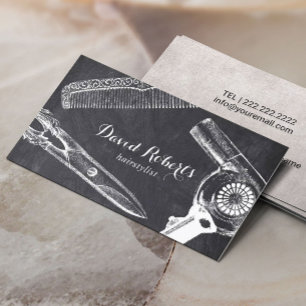 Vintage Schere Kamm Haartrockner Haartrockner Styl Visitenkarte