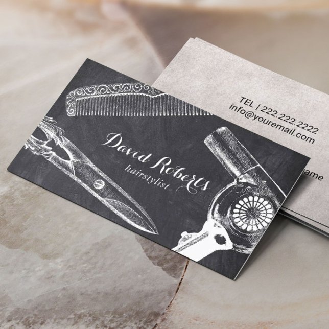 Vintage Schere Kamm Haartrockner Haartrockner Styl Visitenkarte (Von Creator hochgeladen)