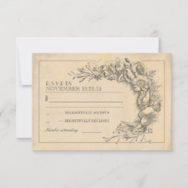Vintage schick Hochzeit RSVP mit Blume Karte